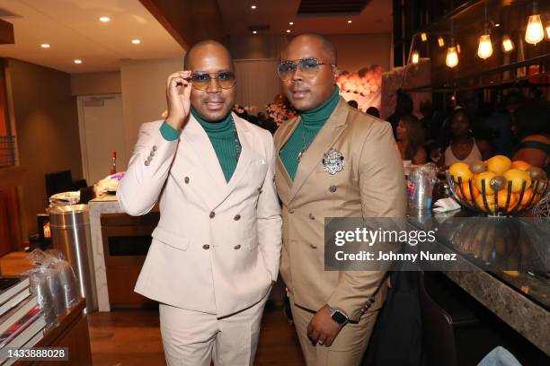 Andre Von Boozier and Antoine Von Boozier attend The Bridal Shower With Lil Mama on October 15, 2022 in New York City.
