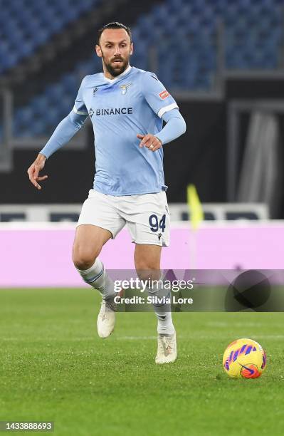Vedat Muriqi of SS Lazio in action during the Coppa Italia match between SS Lazio and Udinese Calcio at Olimpico Stadium on January 18, 2022 in Rome,...
