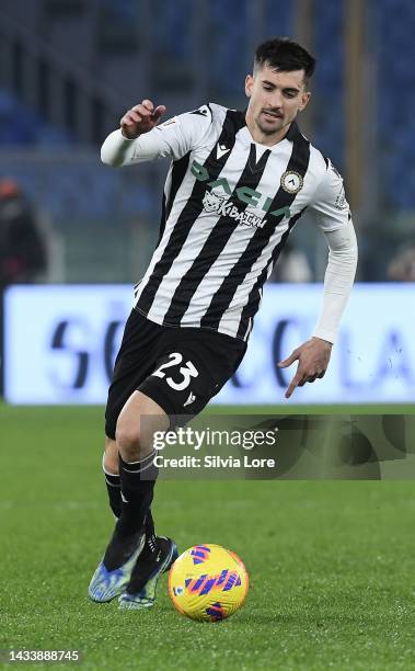 Ignacio Pussetto of Udinese Calcio in action during the Coppa Italia match between SS Lazio and Udinese Calcio at Olimpico Stadium on January 18,...