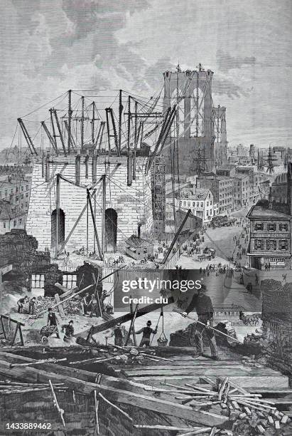 ブルックリン橋、ニューヨーク方面法のための解体、1877年 - 桁橋点のイラスト素材／クリップアート素材／マンガ素材／アイコン素材
