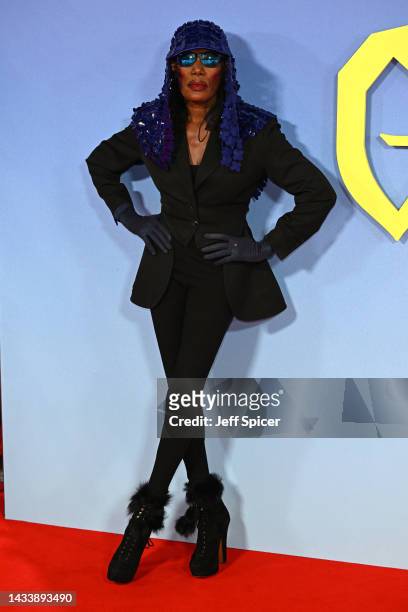 Grace Jones attends the "Glass Onion: A Knives Out Mystery" European Premiere and Closing Night Gala during the 66th BFI London Film Festival at The...