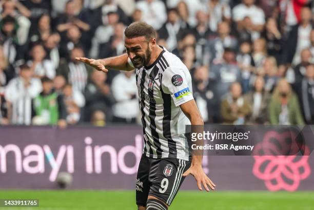 Cenk Tosun of Besiktas during the Turkish Super Lig match between Besiktas and Trapzonspor at Stadion Vodafone Park on October 16, 2022 in Istanbul,...