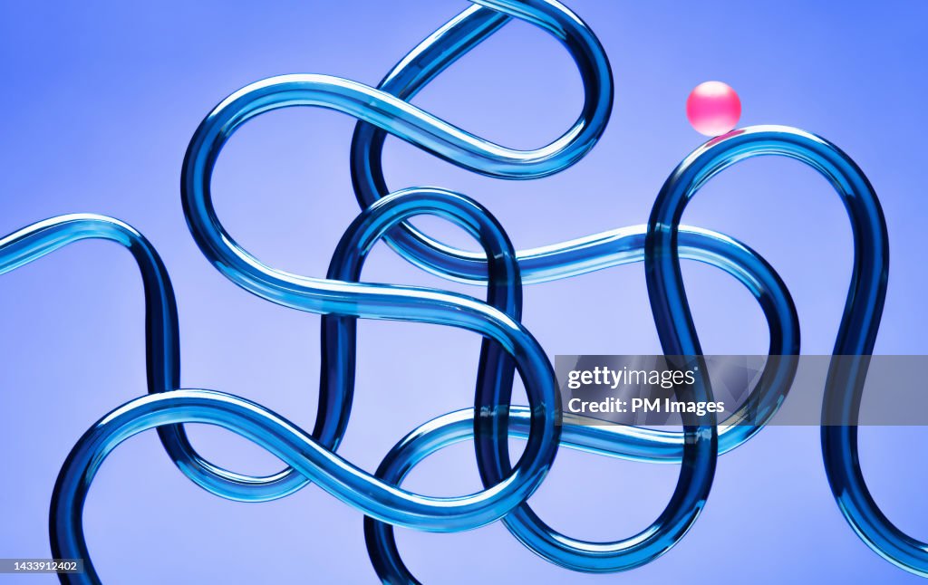 Pink ball on curved tubes