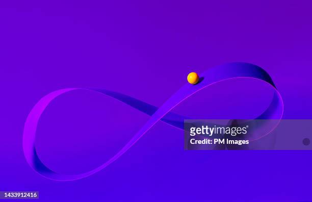 infinity concept in purple and yellow - continuity fotografías e imágenes de stock