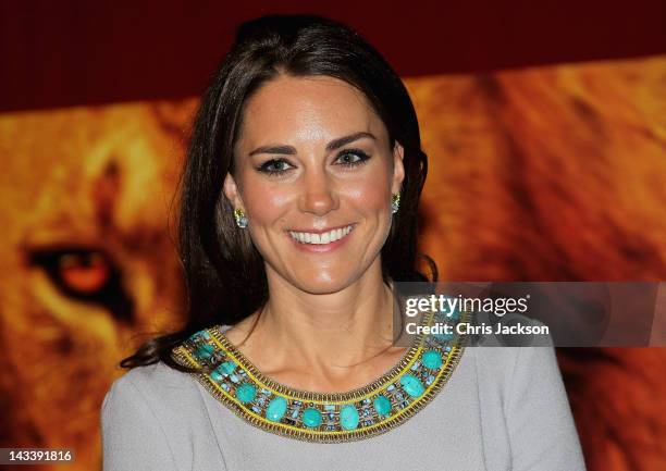 Catherine, Duchess of Cambridge attends the UK Premiere of 'African Cats' in aid of Tusk at BFI Southbank on April 25, 2012 in London, England.