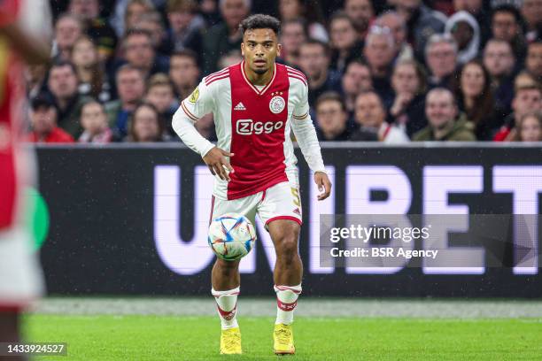 Owen Wijndal of Ajax during the Dutch Eredivisie match between Ajax and Excelsior Rotterdam at Johan Cruijff ArenA on October 16, 2022 in Amsterdam,...