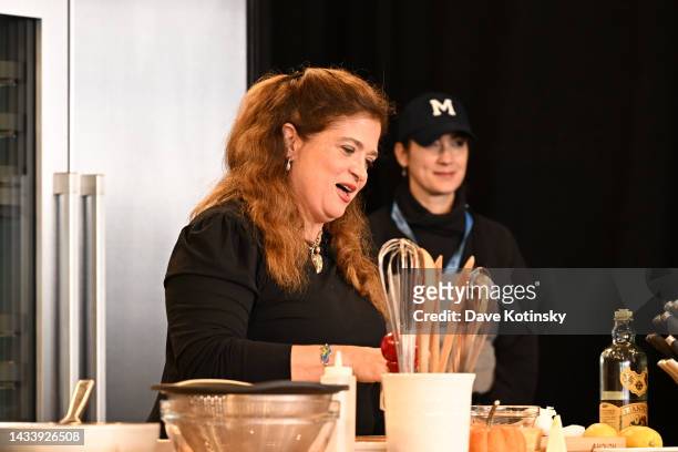 Chef Alex Guarnaschelli makes a culinary presentation during the Food Network New York City Wine & Food Festival presented by Capital One - Grand...