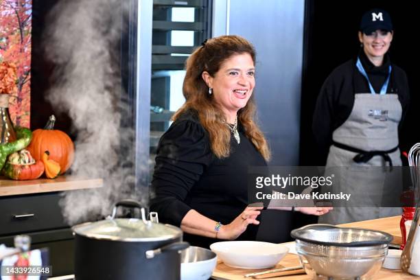 Chef Alex Guarnaschelli makes a culinary presentation during the Food Network New York City Wine & Food Festival presented by Capital One - Grand...