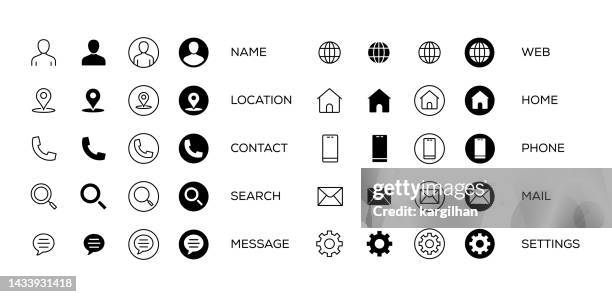 business card icon set. - business card stock illustrations