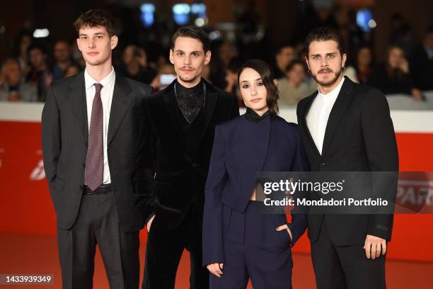 Italian actors Emanuele Di Stefano, Francesco Di Napoli, Marianna Fontana, Andrea Arcangeli at Rome Film Fest 2022. Romulus II - La Guerra Per Roma...