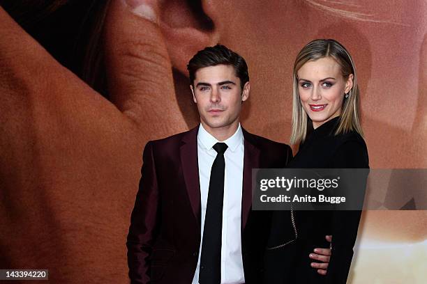 Actor Zac Efron and actress Taylor Schilling attend the "The Lucky One" Germany premiere at CineStar movie theater on April 25, 2012 in Berlin,...