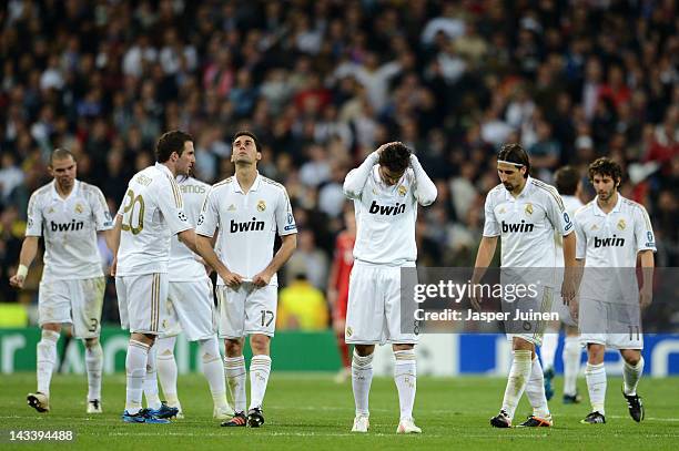 Kaka of Real Madrid reacts during a penalty shoot out during the UEFA Champions League Semi Final second leg between Real Madrid CF and Bayern Munich...