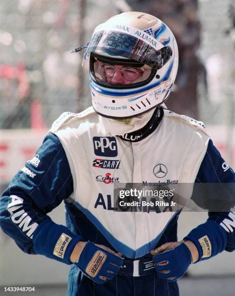 Racer Patrick Carpentier at the Long Beach Grand Prix Race, April 11, 1997 in Long Beach, California.