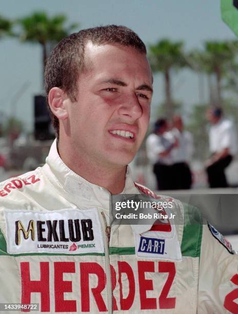 Racer Michel Jourdain Jr. Prior to the Long Beach Grand Prix Race, April 11, 1997 in Long Beach, California.