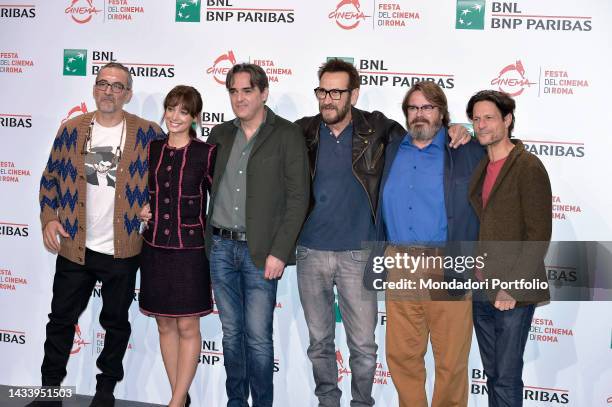 Italian actors Filippo Timi, Denise Tantucci, Marco Giallini, Giuseppe Battiston, Andrea Sartoretti and director Edoardo Falcone, at Rome Film Fest...