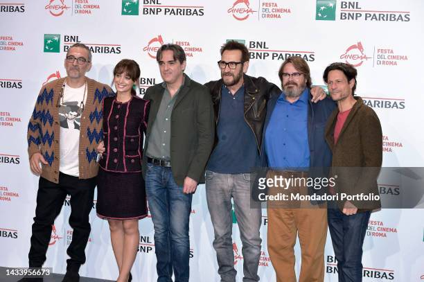 Italian actors Filippo Timi, Denise Tantucci, Marco Giallini, Giuseppe Battiston, Andrea Sartoretti and director Edoardo Falcone, at Rome Film Fest...