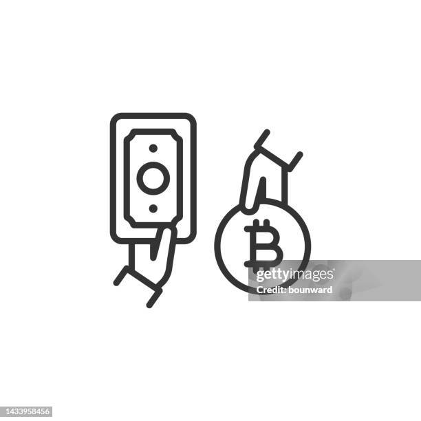 cryptocurrency exchange line icon. editable stroke. - different cryptocurrencies stock illustrations