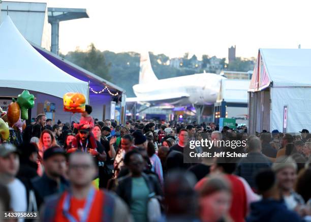 View of atmosphere at the Food Network New York City Wine & Food Festival presented by Capital One - Backyard BBQ presented by Pat LaFrieda Meats...