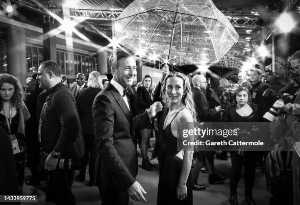Edward Norton and Shauna Robertson attend the "Glass Onion: A Knives Out Mystery" European Premiere Closing Night Gala during the 66th BFI London...