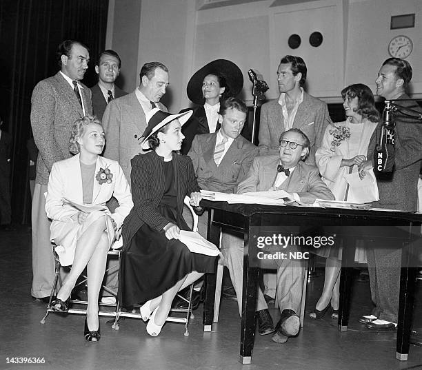 Federal Theatre Project Special Broadcast" -- Pictured: Walter Abel, Ralph Bellamy, Hugh Herbert, Gale Sondergaard, Henry Fonda, Joan Blondell, Dick...