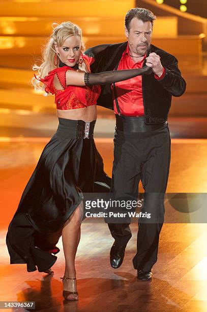Isabel Edvardsson and Patrick Lindner perform during 'Let's Dance' 7th Show at Coloneum on April 25, 2012 in Cologne, Germany.