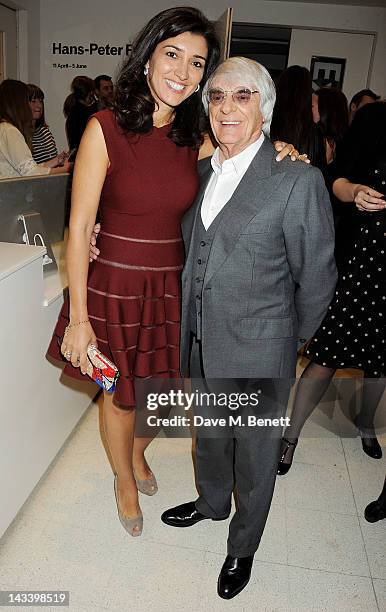 Fabiana Flosi and Bernie Ecclestone attends a party celebrating the launch of "Sweet Revenge: The Intimate Life of Simon Cowelll" by Tom Bower at The...