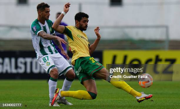 Tiago Ilori of FC Pacos de Ferreira with Zequinha of Vitoria FC in action during the Portuguese Cup match between Vitoria FC and FC Pacos de Ferreira...