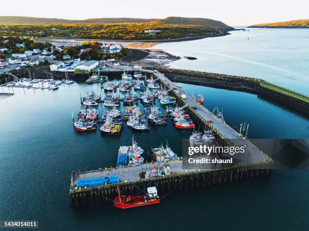 fishing town wharf - north cove stock pictures, royalty-free photos & images