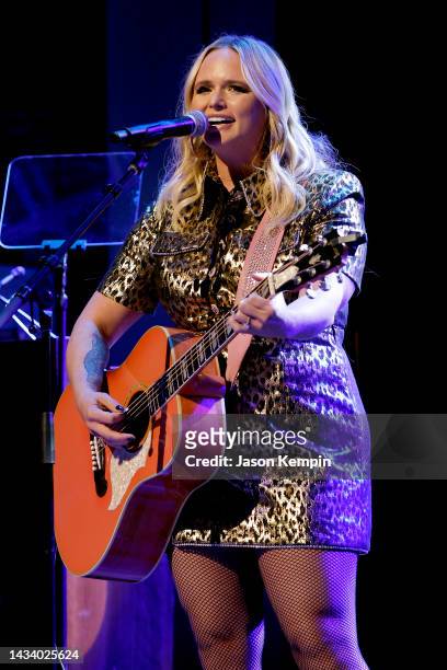 Miranda Lambert performs onstage for the class of 2022 Medallion Ceremony at Country Music Hall of Fame and Museum on October 16, 2022 in Nashville,...