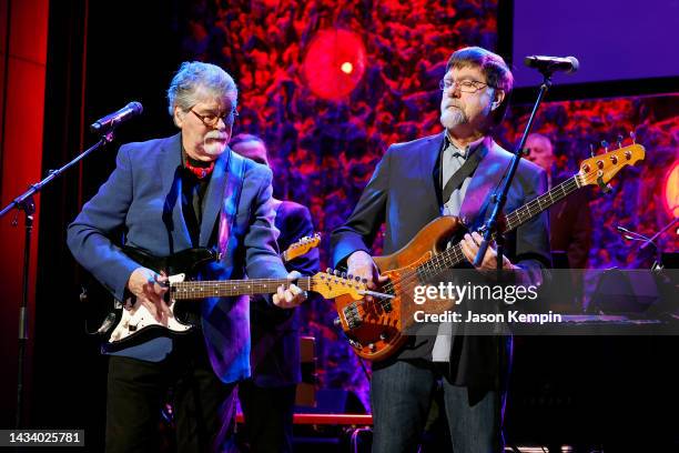 Randy Owen and Teddy Gentry of Alabama perform onstage for the class of 2022 Medallion Ceremony at Country Music Hall of Fame and Museum on October...