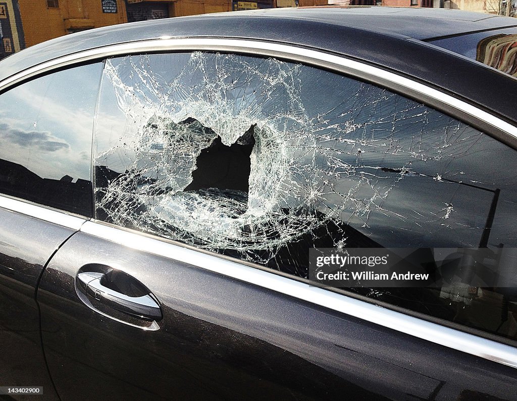 Smashed car window