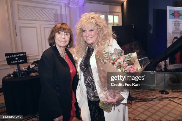 Daniele Evenou and Sloane attend CiteStars association's 3rd Ceremony Dinner of Etoiles d'Or at Hotel Intercontinental on october 16, 2022 in Paris,...