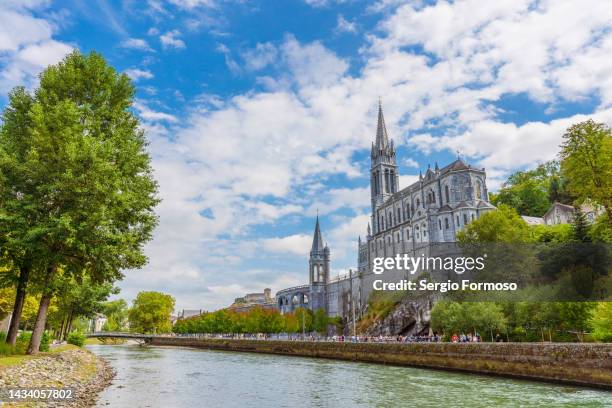 scenic view of lourdes sanctuary france - santuario foto e immagini stock