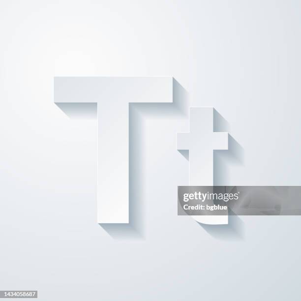 letter t - uppercase and lowercase. icon with paper cut effect on blank background - block letters stock illustrations