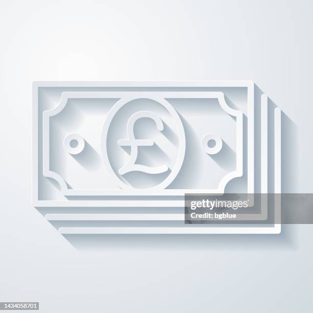 pound banknotes. icon with paper cut effect on blank background - pound note white background stock illustrations