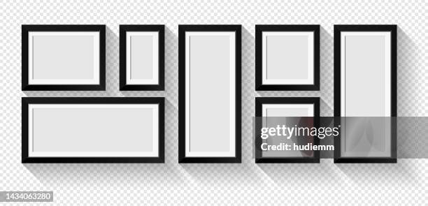 vector picture frame set isolated on white background - photo frames on wall stock illustrations