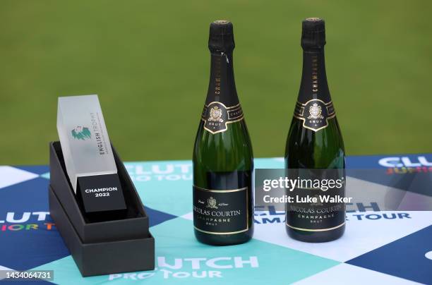 The trophy on display at the prize presentation on Day Four of the English Trophy presented by Rocket Yard Sports Marketing at Frilford Heath Golf...