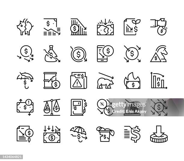 economic crisis icons - loss icon stock illustrations