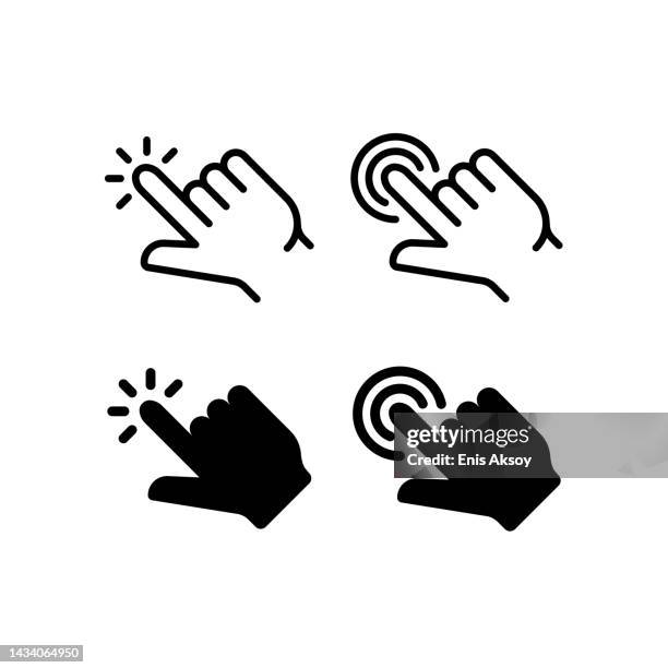 hand click icons - mouse pointer stock illustrations