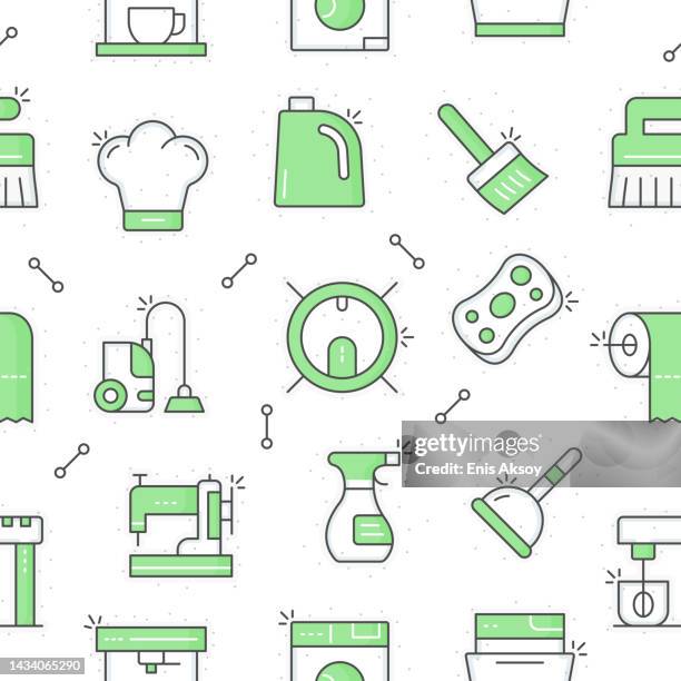 housework seamless pattern - kitchen sponge stock illustrations