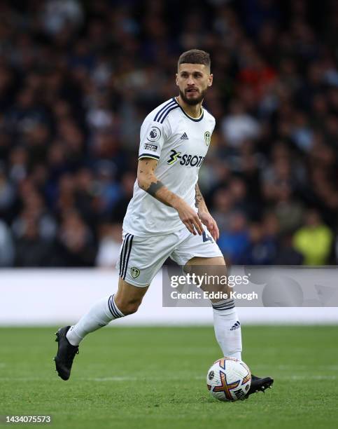 Mateusz Klich of Leeds United during the Premier League match between Leeds United and Arsenal FC at Elland Road on October 16, 2022 in Leeds,...