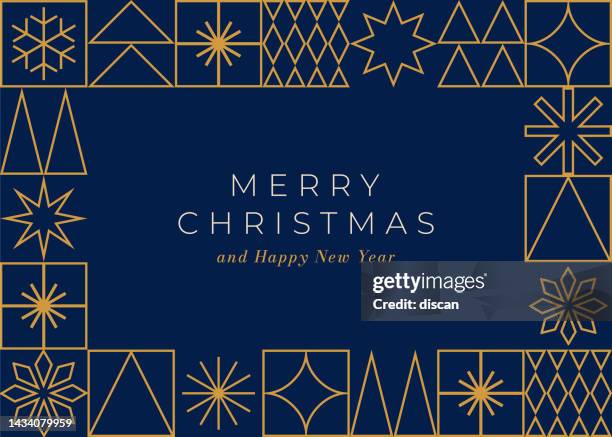 bildbanksillustrationer, clip art samt tecknat material och ikoner med christmas card with geometric decoration. - nyårskort
