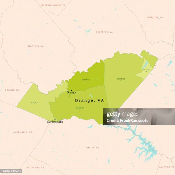 va orange county vector map green - orange county stock illustrations