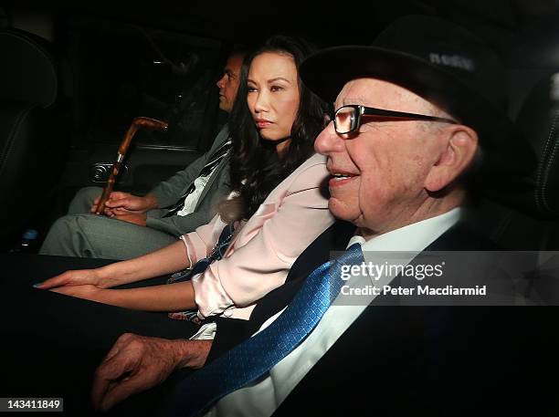 Rupert Murdoch is driven to The Royal Courts of Justice with his wife Wendi Deng Murdoch and son Lachlan to give evidence to The Leveson Inquiry on...