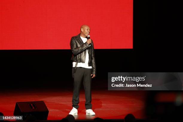 Dave Chappelle performs during a midnight pop-up show at Radio City Music Hall on October 16, 2022 in New York City.