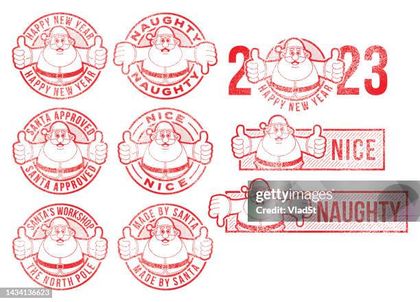 santa workshop north pole rubber stamps - naughty santa 幅插畫檔、美工圖案、卡通及圖標