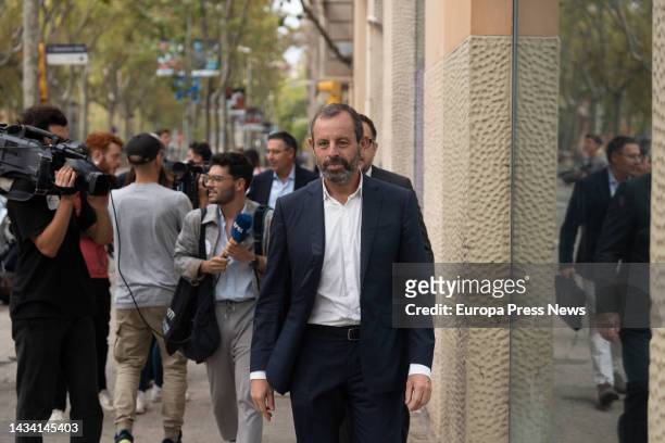 The former president of FB Barcelona, Sandro Rosell as he leaves the trial for the 'Neymar 2 case', at the Audiencia de Barcelona, on 17 October,...