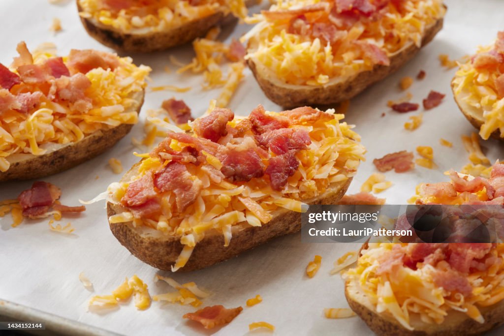 Preparing Loaded Twice Baked Potato