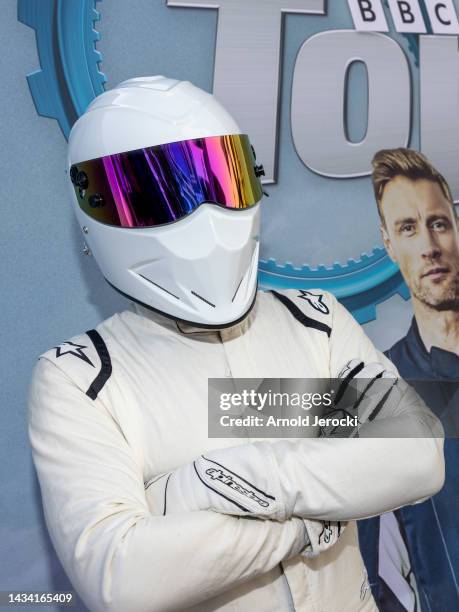 The Stig attends the "The Stig/Top Gear W/Super Car" photocall as part of MIPCOM 2022 on October 17, 2022 in Cannes, France.