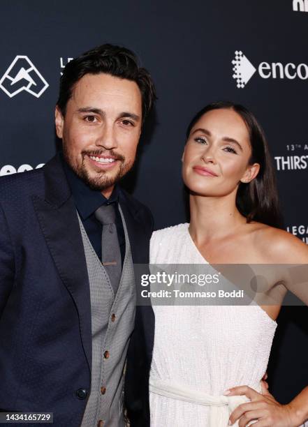 Chester See and Kristy Dawn Dinsmore attend the 13th Annual Thirst Gala & 2nd Annual Legacy Ball at The Beverly Hilton on October 15, 2022 in Beverly...